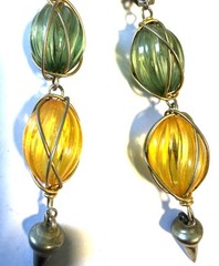 Vintage Dangle Drop Clip On Earrings With Multi Component Design Beads 5″ Long