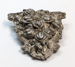 Antique Art Nouveau Floral Flower Silver Plated Scarf/Dress Clip 1 7/8″