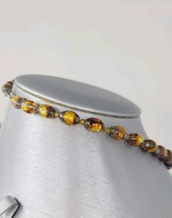 Antique Venetian Opalescent Gold Foil Oval Beaded Graduated Necklace