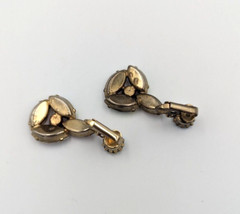 Aurora Borealis Crystals Rhinestones Clip On Earrings AB Vintage Unmarked Dangle
