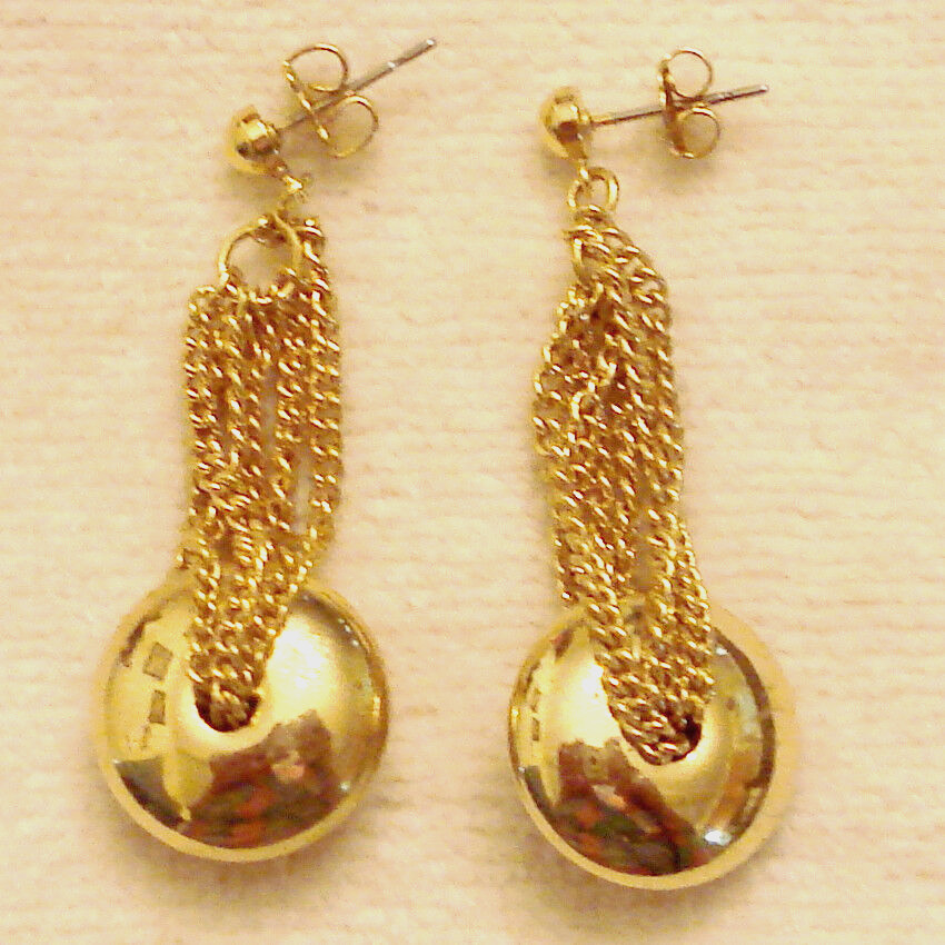 Avon Art Deco Pierced Earrings Modern Bold Gold Plated Nickel Free VTG Dangles