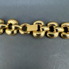 Vintage Chunky Chain Necklace Puffy Link Gold Tone 17″ Fold Over Clasp 1980s 90s