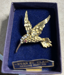 Vintage Evan St. Clair Hummingbird Pin W/ Genuine Ruby Eye