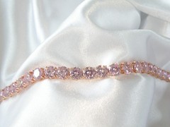 Vintage Sterling Silver 925 RoseGold on Large Pink Gemstone Tennis Bracelet 7.5″
