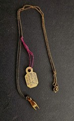 1950s CeeTee STERLING Mano Cornuto Good Luck Hand Pendant 19″ Chain & Hinged Box