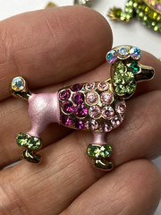 Vintage lot of 4 Rhinestone Animal Collection Salamander Rooster Leopard Poodle