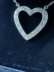Antique Vintage Diamond Heart Pendant 14k White Gold