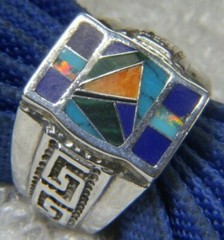 VINTAGE MEN’S LAPIS SPINY OSYTER 3/4″ 0.925 Sterling Silver BAND Ring size 9.25