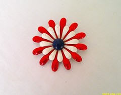 Vintage 1959 Red White and Blue Enameled Brooch/Pin