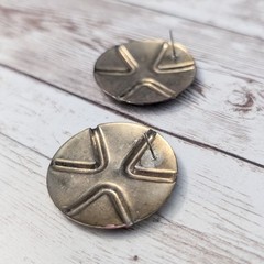 Vintage Stud Earrings For Pierced Ears Retro Circular Extra Large