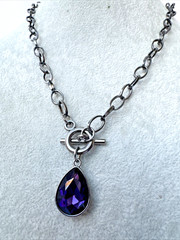 y2k Purple Gunmetal Modernist Necklace Jewelry VTG Goth Silver boho career witch