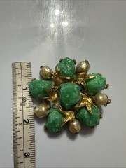 Vintage Har Emerald Green Simulated Stones Brooch Large Statement