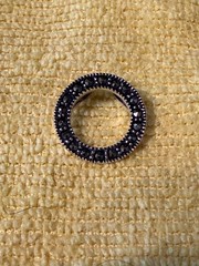 Vintage 925 Sterling Silver Marcasite Open Circle Slide Pendant Hidden Bail