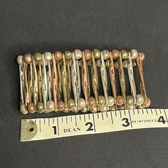 Vintage Bohemian Tri-Color Metals Brass, Copper Silvertone Stretch Bracelet