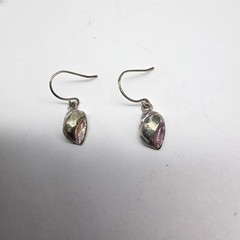 Glitter Enamel Silver Tone Metal Shell Dangle Pierced Earrings Vintage