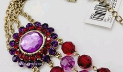 Robert Rose Purple & Red Beaded Necklace 4 Row Layered Collar Vintage WIDE 21 in