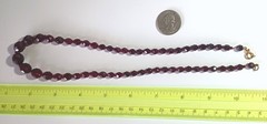 Vintage Graduated Dark Burgundy or Garnet-colored Faceted Glass Bead Necklace