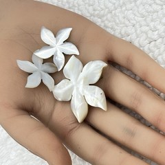 Mother of Pearl Flower Jewelry Lot Brooch Clip On Earrings MOP Floral