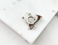 Vintage 800 Silver French Horn Music Instrument Charm Pendant