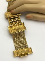 Vintage LUCIEN PICCARD Bracelet Rich Gold Faux Pearl Purple Glass CHANNEL SET