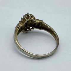 Sterling Silver 925 Diamond Melee Cluster Ring Vintage Style Size 7.5 2.4g