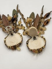 Vintage 80s Signed CHIPITA Joan Eagle Boho Dangle Earrings Jasper Beaded Fringe