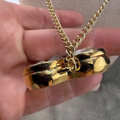 Juicy Couture Necklace Heart Empty Solid Rhinestone Gold Tone 42”