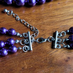 Multi-Strand Purple Glass Bead Hand Knotted Necklace