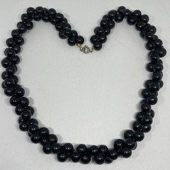 Art Deco Revial Black Beauty Resin Beaded Necklace Twisted Cluster MCM Vintage