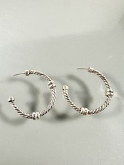 BARRA 925 Sterling Silver Twisted Cable Wire C Hoops 14k Post Earrings