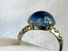 Vtg Sterling Silver Ring 3.5g Fine Jewelry Size 4.5 Band Blue Stone *READ*