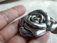Vintage Signed N 925 TH Sterling Silver Large Puff 3D Flower Rose Pin – Brooch