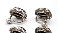 Vintage 1950’s Signed Sorrento AC Sterling Silver Carved Cameo Screw Bk Earrings