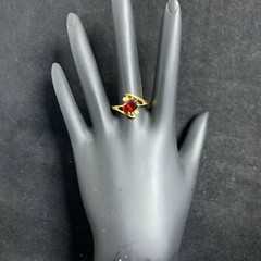 Vintage Lind 24KT HGE Garnet And Diamond Ring Sz 7 1/2 (R195)