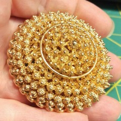 Vintage Gold Tone Pin Brooch Signed Cora Approx 2 inch wide x 1 inch tall Nice!