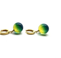 Unique blue Natural dyed Amber Earrings 5.9g