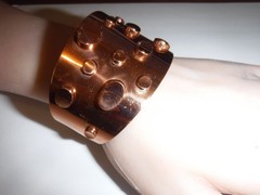 Vintage RENOIR Modernist Copper Cuff Bracelet Abstract Mid Century Modern Signed