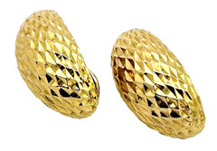 14K TEXTURED GOLD Omega Back Earrings | 9 grams
