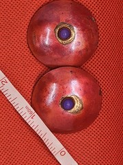 Vintage Tulla Boothe Round Copper & Stone Post Earrings