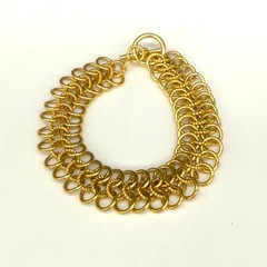 Vintage Bracelet Double Round Link Gold Tone Size 7.25