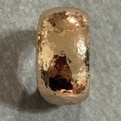 Vintage Bracelet Hammered Metal Copper Rose Gold Wide Hinged Boho Bangle