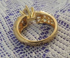 9 mm CUBIC ZIRCONIA VERMEIL over Sterling Silver 0.925 Estate Engage RING size 8