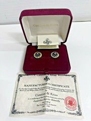 Camrose & Kross Jaqueline Kennedy Gold Tone Blue Enamel Flower Earrings with COA