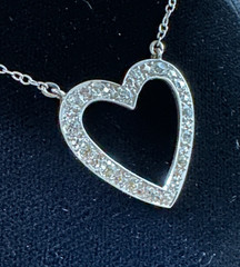 Antique Vintage Diamond Heart Pendant 14k White Gold