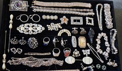 ANTIQUE VINTAGE Deco Sterling Mix Rhinestone JEWELRY LOT All Wearable 400grams