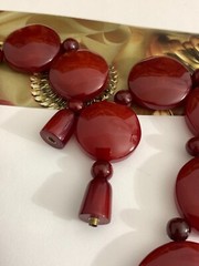 Mariond Godart Paris Red Burgundy Chunky Lucite Graduated Discs Necklace