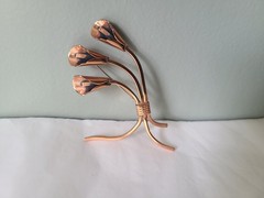 Vintage RENOIR Solid Copper Easter Calla Lily Pin Flowers Design Brooch Mid Cent