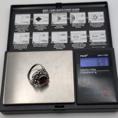 Vintage Sterling Silver Oval Garnet Marcasite Cocktail Ring Size 8.5 Fine 925