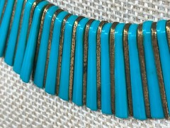 Vintage Egyptian Revival Necklace Robin Egg Blue Plastic Cleopatra Statement Bib