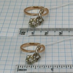Vintage Original Natural Diamond Rose & White Gold Ring 583 14K Kyiv 1985 3,32 g